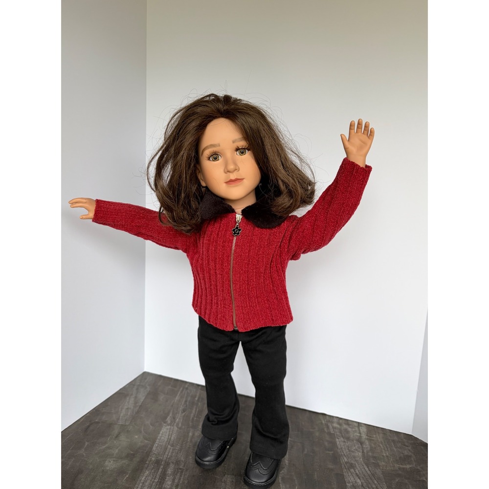 My Twinn 90s Toy Doll 24" Brunette Green Eyes Freckles Red Sweater Outfit Y2K
